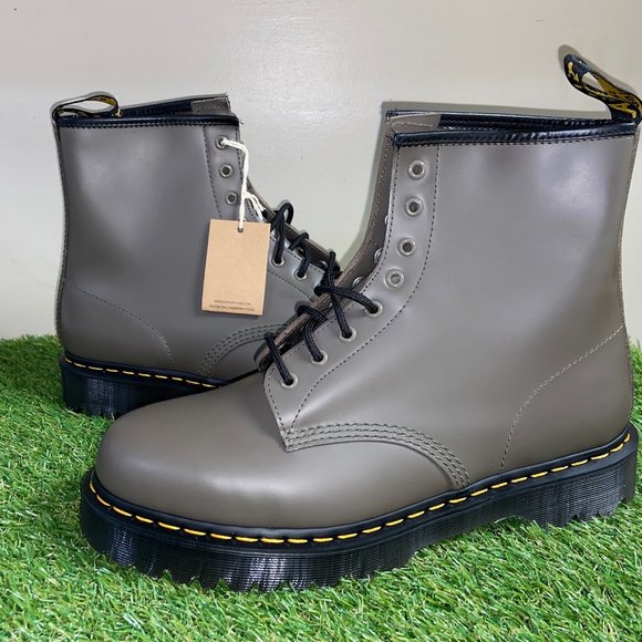 Dr. Martens 1460 BEX Smooth Leather Platform Boots Khaki Grey Men's Size 14 NEW - Picture 7 of 8